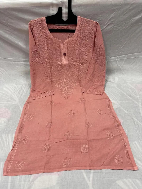 Peach_Rayon_Long_Kurta_For_Women