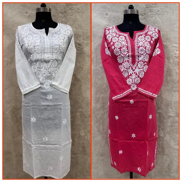 Pure_Chikankari_White_Cotton_Long_Kurta_For_Women