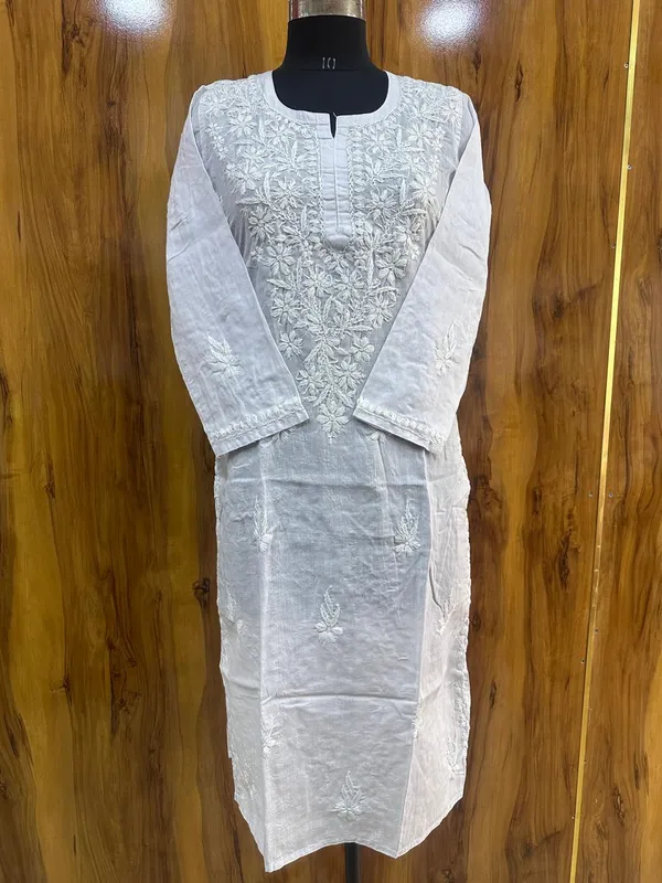 Pure_Chikankari__White_Cotton_Long_Kurti_For_Women