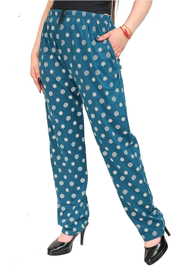 Teal_Cotton_Permium_Pyjama_Pants_For_Women