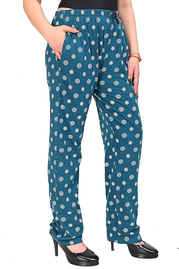Teal_Cotton_Permium_Pyjama_Pants_For_Women