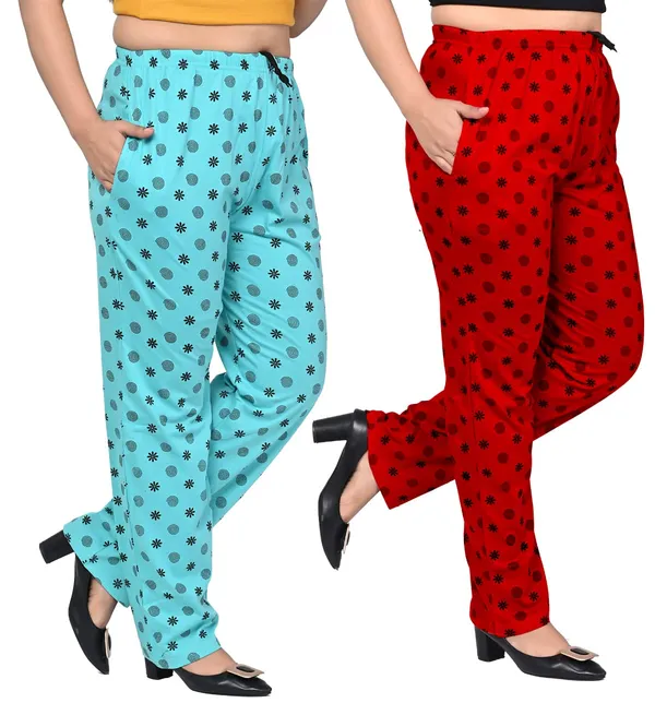 Red_And_Sky_Blue_Cotton_Permium_Pyjama_Pant_For_Women