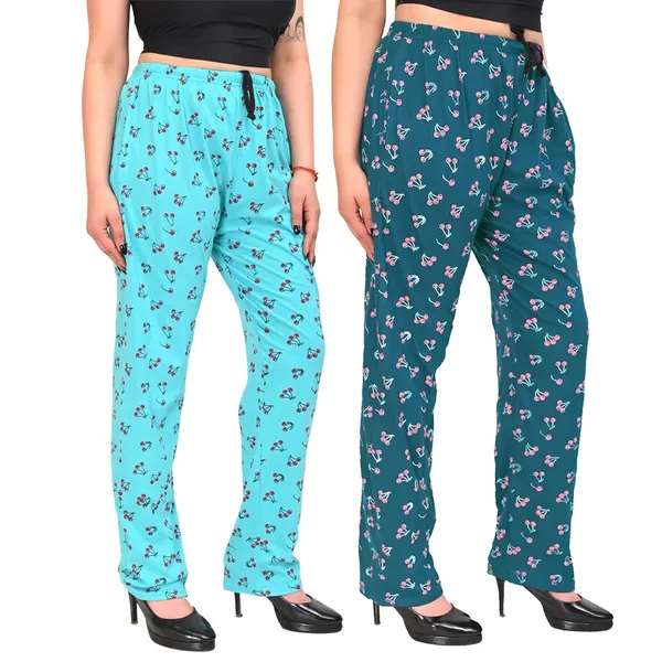 Sky_Blue_And_Teal_Cotton_Permium_Pyjama_Pant_For_Women
