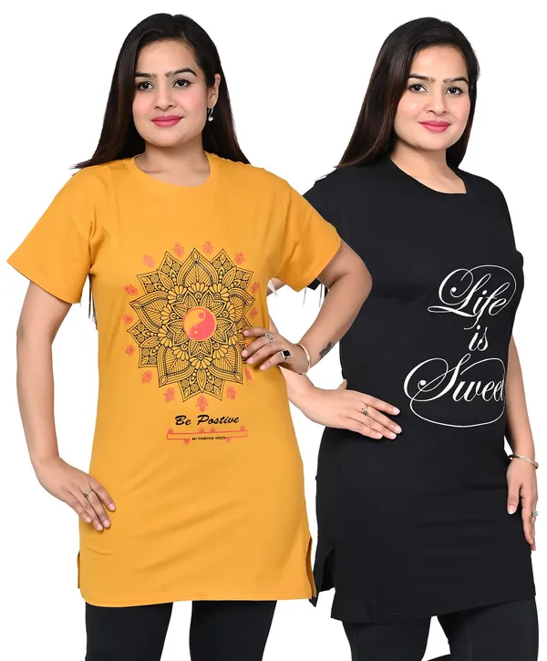 Yellow_And_Black_Cotton_Permium_Polo_T-Shirt_For_Women