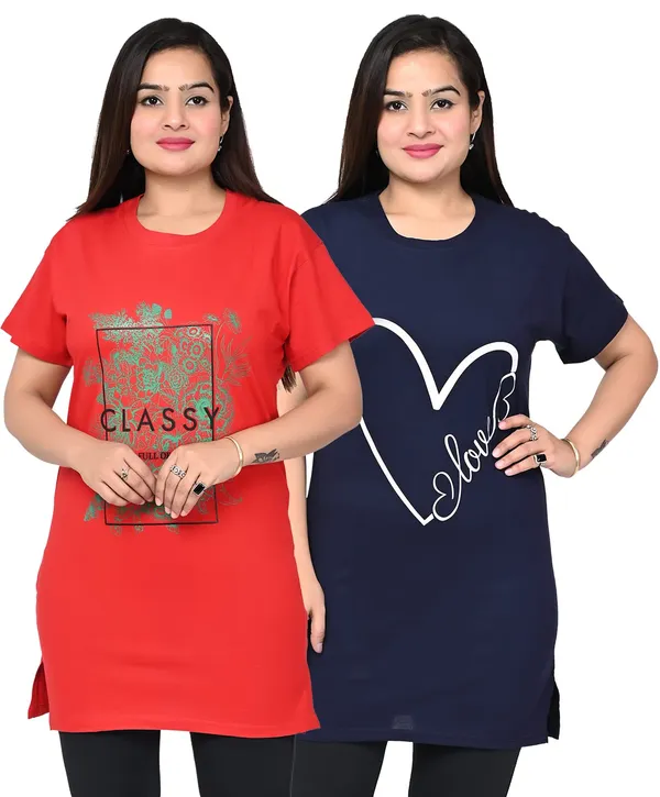 Red_And_Navy_Blue_Cotton_Permium_Polo_T-Shirt_For_Women