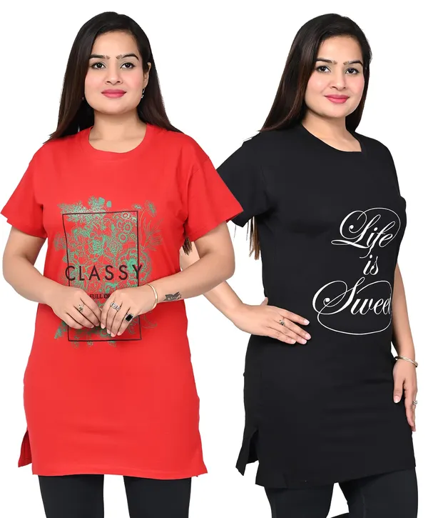 Red_And_Black_Cotton_Permium_Polo_T-Shirt_For_Women