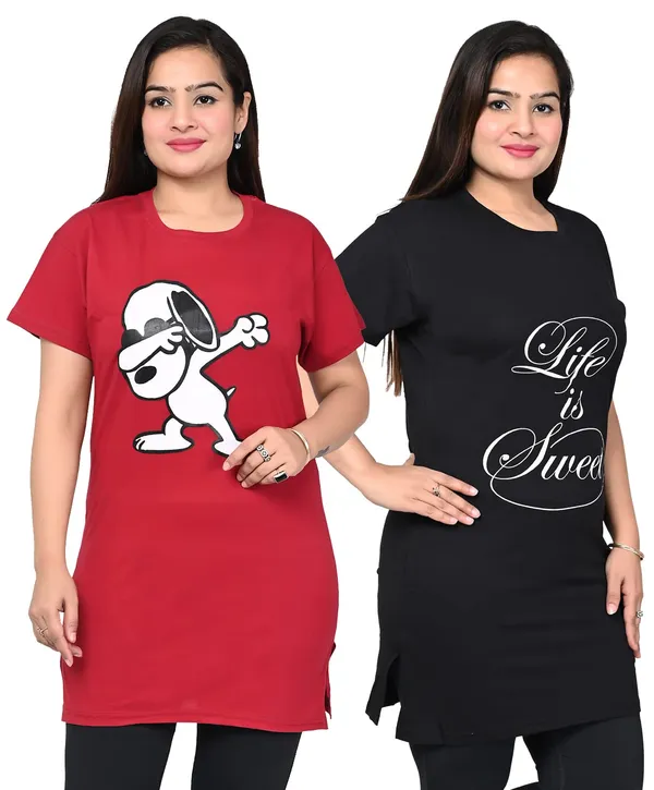 Red_And_Black_Cotton_Permium_Polo_T-Shirt_For_Women