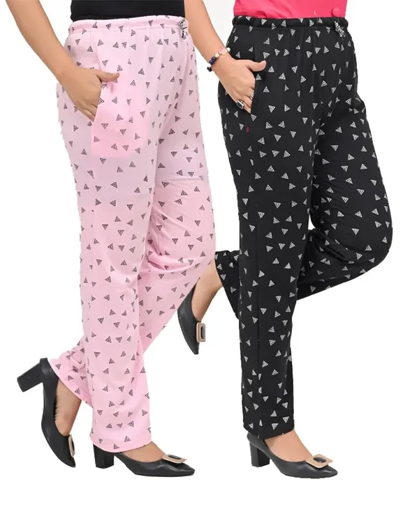 Pink_And_Black_Cotton_Permium_Lounge_Pants_For_Women