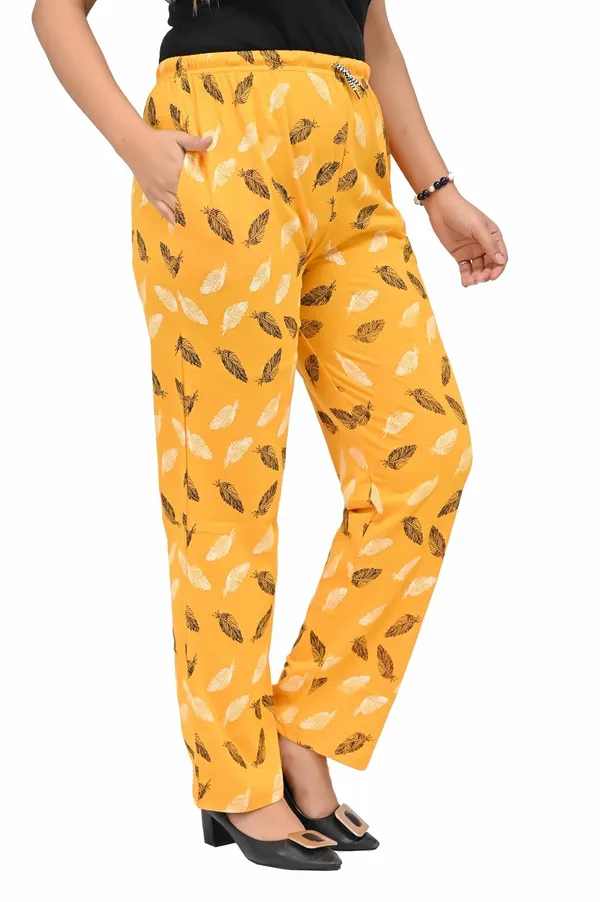 Yellow_Cotton_Permium_Lounge_Pants_For_Women