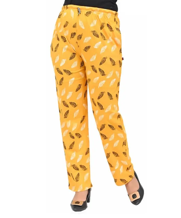 Yellow_Cotton_Permium_Lounge_Pants_For_Women