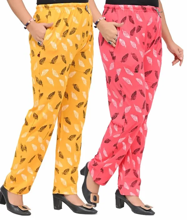 Pink_And_Yellow_Cotton_Permium_Lounge_Pants_For_Women