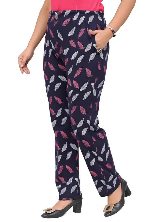 Yellow_And_Navy_Blue_Cotton_Permium_Lounge_Pants_For_Women