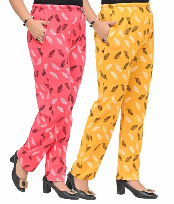 Pink_And_Yellow_Cotton_Permium_Lounge_Pants_For_Women