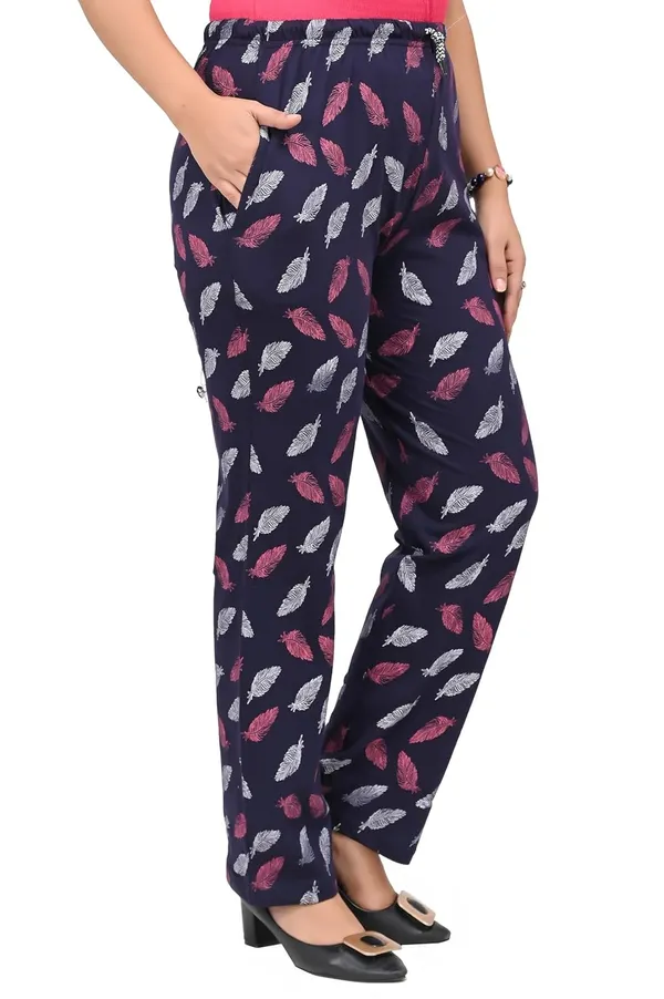Yellow_And_Navy_Blue_Cotton_Permium_Lounge_Pants_For_Women