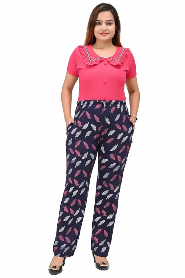Yellow_And_Navy_Blue_Cotton_Permium_Lounge_Pants_For_Women
