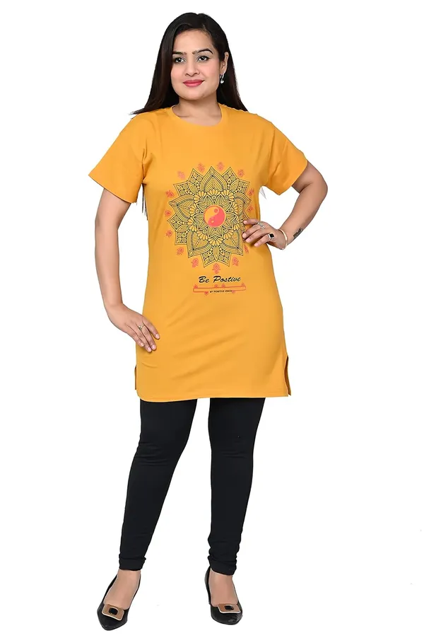 Yellow_Cotton_Blend_Permium_Tunic_Top_For_Women