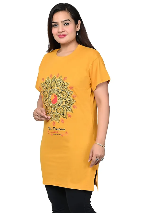 Yellow_Cotton_Blend_Permium_Tunic_Top_For_Women