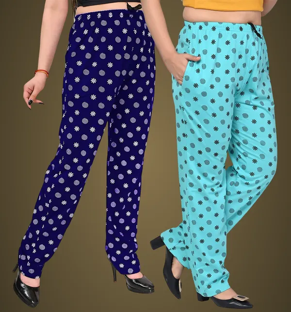 Navy_And_Sky_Blue_Cotton_Permium_Pyjama_Pant_For_Women
