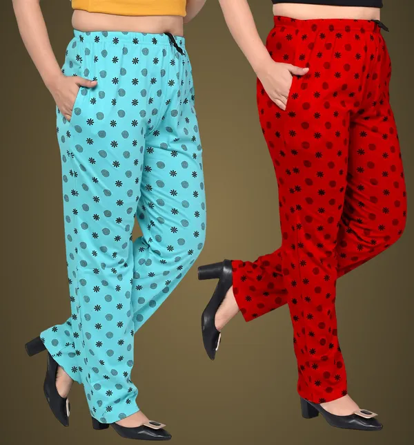 Red_And_Sky_Blue_Cotton_Permium_Pyjama_Pant_For_Women