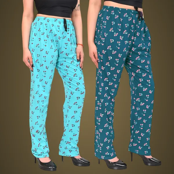 Sky_Blue_And_Teal_Cotton_Permium_Pyjama_Pant_For_Women