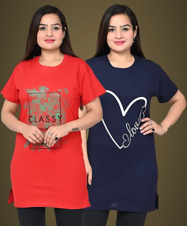 Red_And_Navy_Blue_Cotton_Permium_Polo_T-Shirt_For_Women