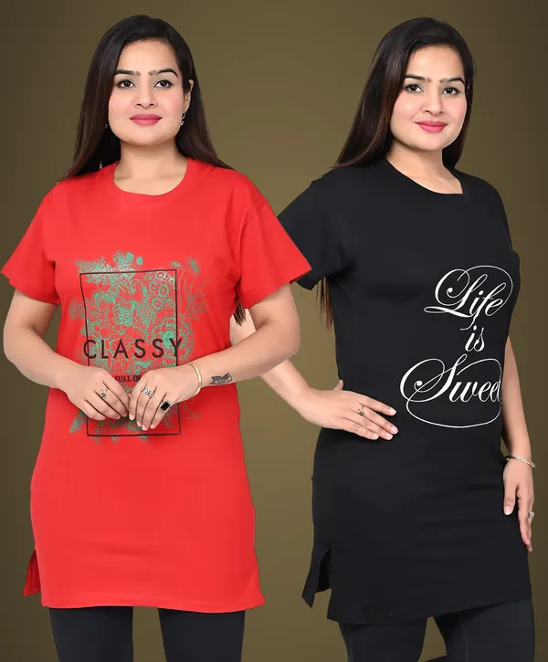 Red_And_Black_Cotton_Permium_Polo_T-Shirt_For_Women