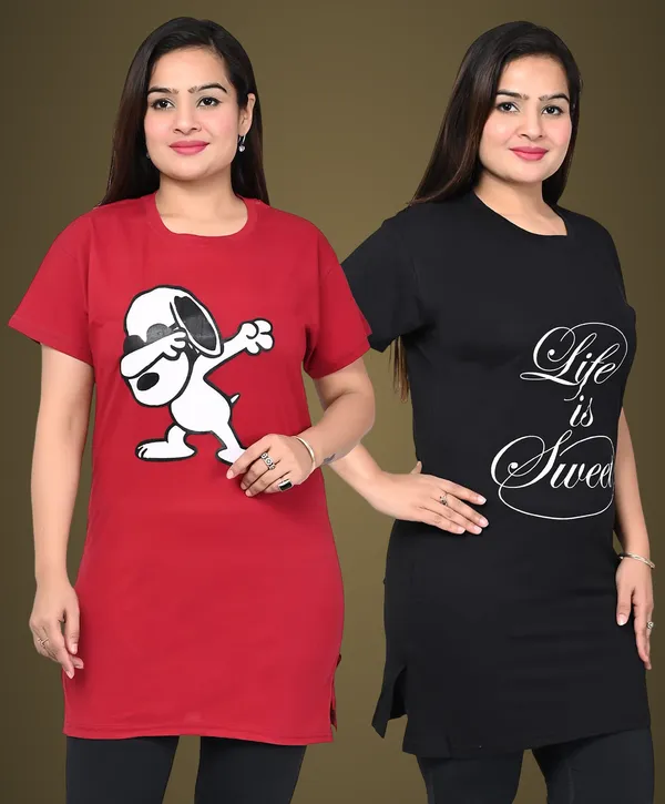 Red_And_Black_Cotton_Permium_Polo_T-Shirt_For_Women