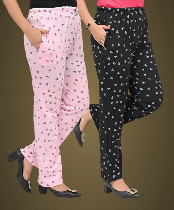 Pink_And_Black_Cotton_Permium_Lounge_Pants_For_Women