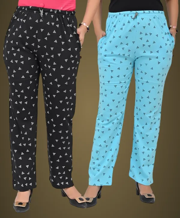 Black_And_Sky_Blue_Cotton_Permium_Lounge_Pants_For_Women