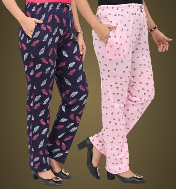 Navy_Blue_And_Pink_Cotton_Permium_Pyjama_Lower_For_Women