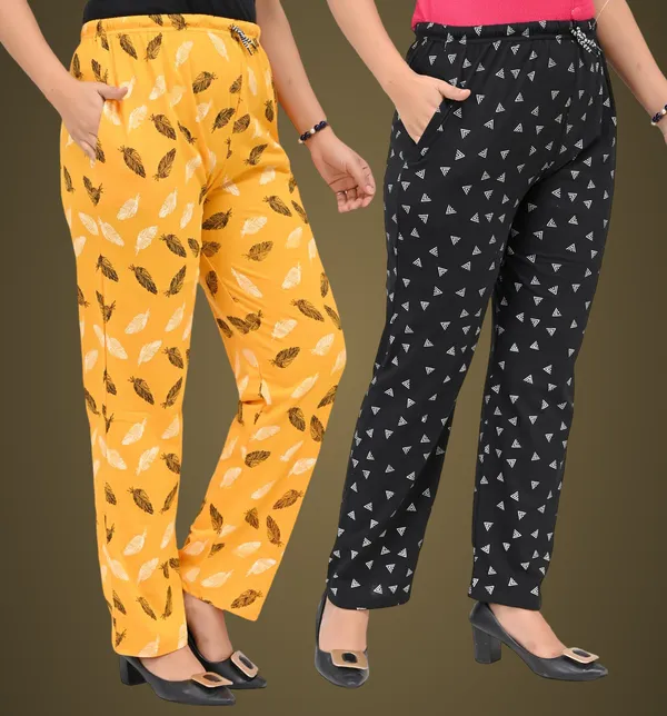 Yellow_And_Black_Cotton_Permium_Pyjama_Lower_For_Women
