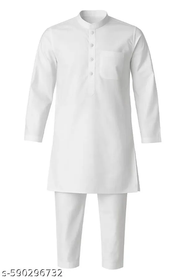 White_Cotton_Blend_Kurta_For_Men