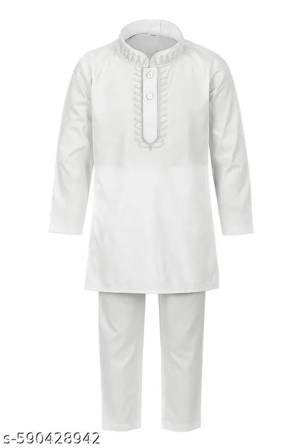 White_Cotton_Blend_Kurta_Pajama_Set_For_Boys