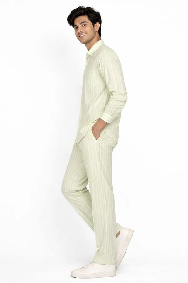 Hiluba_Tid_Men’s_Green_&_White_Striped_Co-Ord_Set_|_Shirt_&_Trouser_+_Elastic_Waist_Trouser_|_Regular_Fit_|_Summer_Casual_Wear