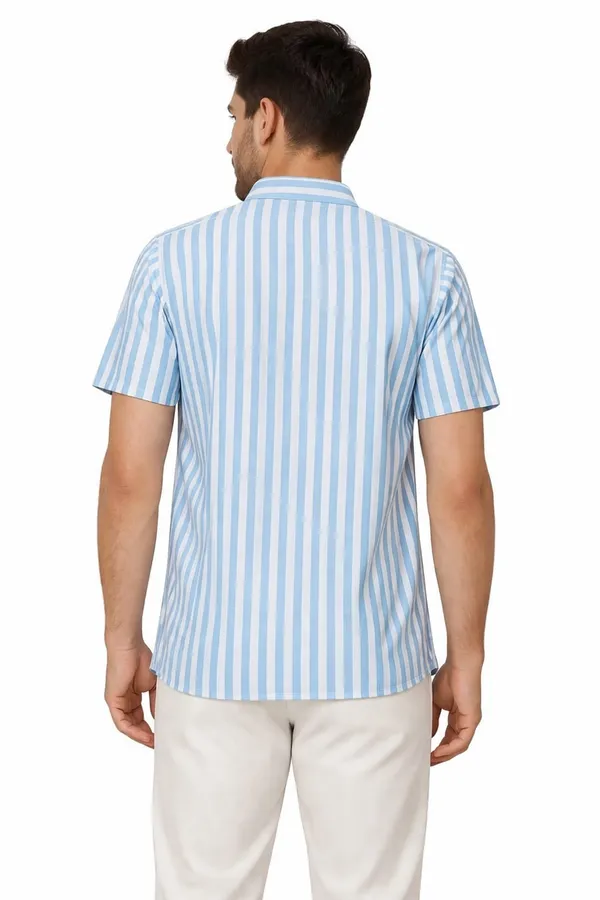 Men’s_Blue_Striped_Short_Kurta_(Nylon_Fabric)