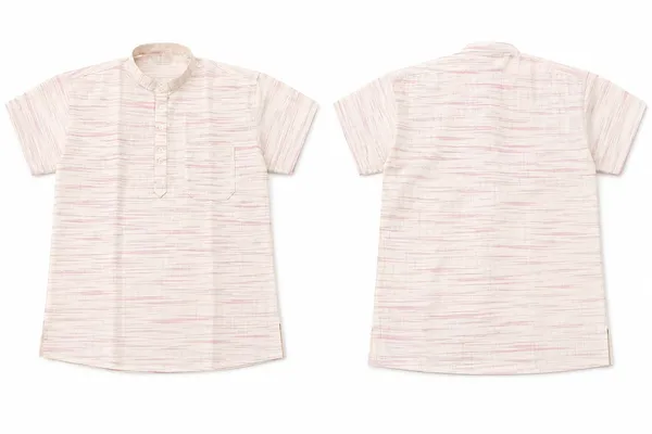 Men’s_Cream_Pink_Textured_Short_Kurta_–_Khadi_Cotton_Nylon_Blend