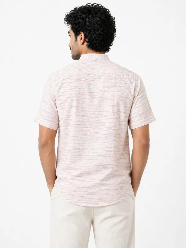 Men’s_Cream_Pink_Textured_Short_Kurta_–_Khadi_Cotton_Nylon_Blend
