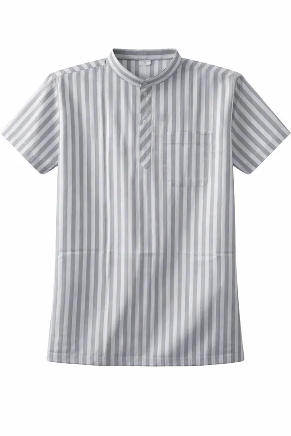 Men’s_Grey_Stripe_Short_Kurta_(Half_Sleeve,_Mandarin_Collar)