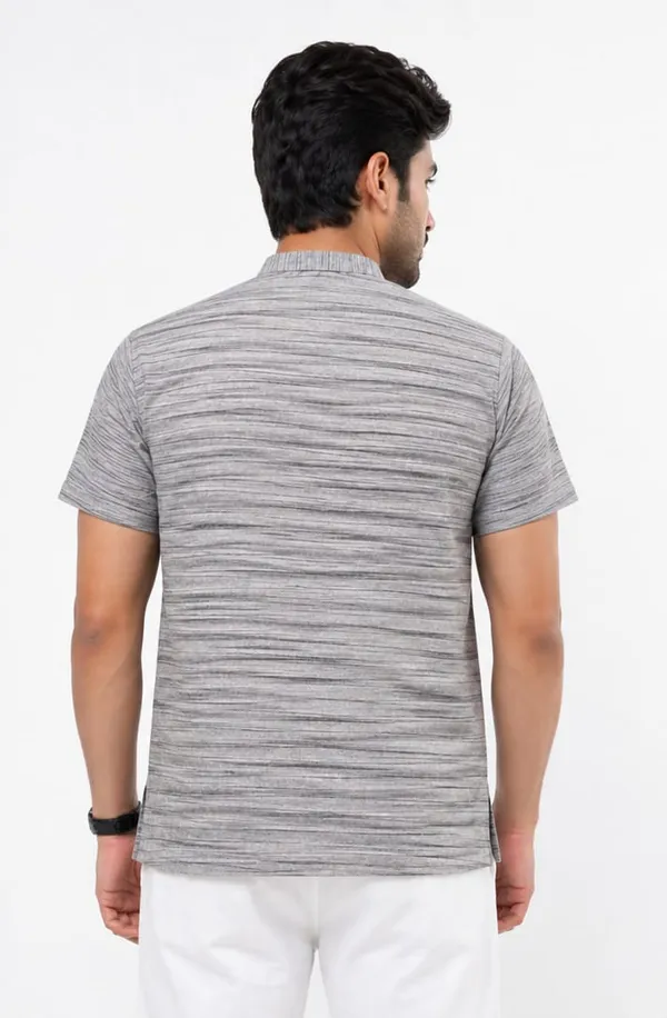 Men’s_Grey_Textured_Short_Kurta_–_Khadi_Cotton_Nylon_Blend
