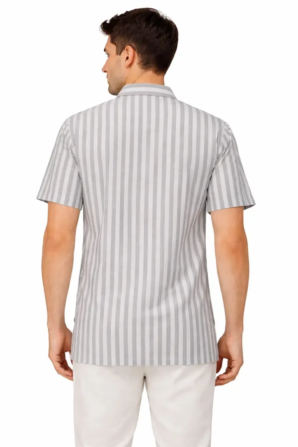 Men’s_Grey_&_White_Striped_Short_Kurta