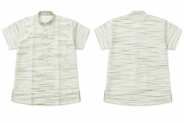 Men’s_Khadi_Cotton_Lycra_Short_Kurta_–_apple_Green_Textured_Casual_Kurta
