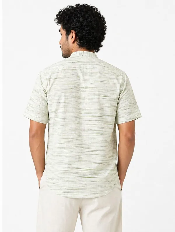 Men’s_Khadi_Cotton_Lycra_Short_Kurta_–_apple_Green_Textured_Casual_Kurta