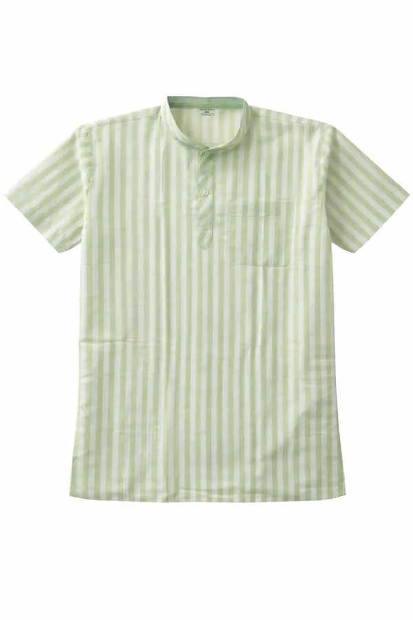 Men’s_Light_Green_Striped_Short_Kurta_–_Mandarin_Collar_Casual_Wear