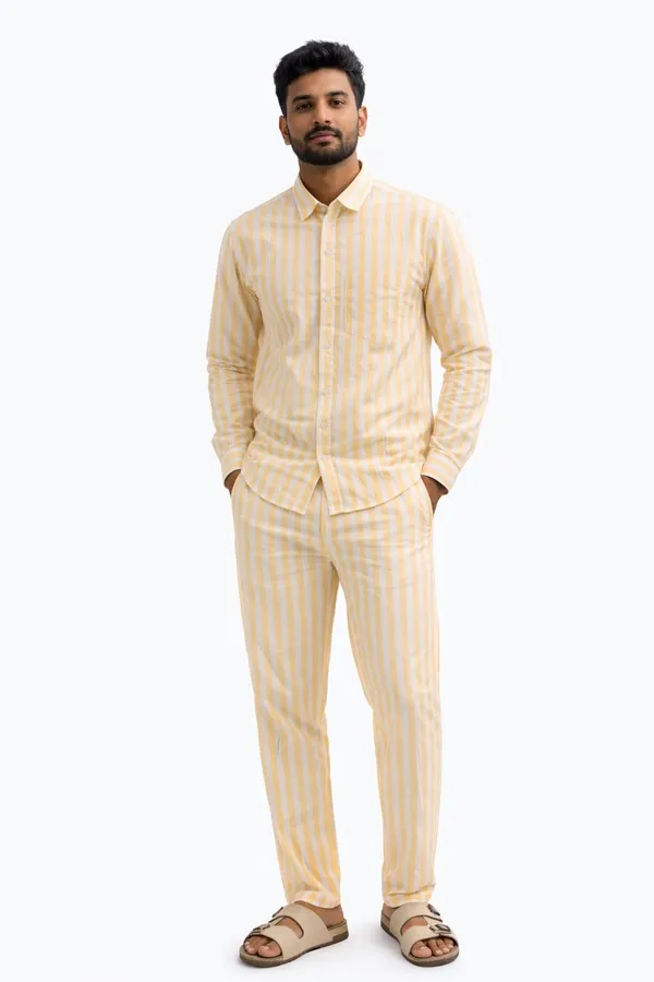 Men’s_Premium_Yellow_Stripe_Co-ord_Set_(Shirt_&_Trouser)
