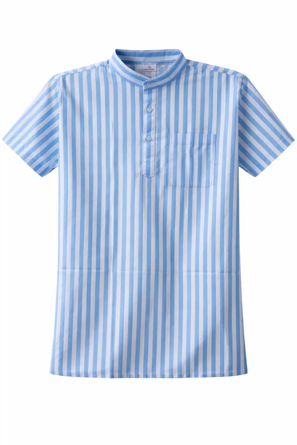 Men’s_Sky_Blue_Striped_Short_Kurta_–_Mandarin_Collar_Casual_Wear