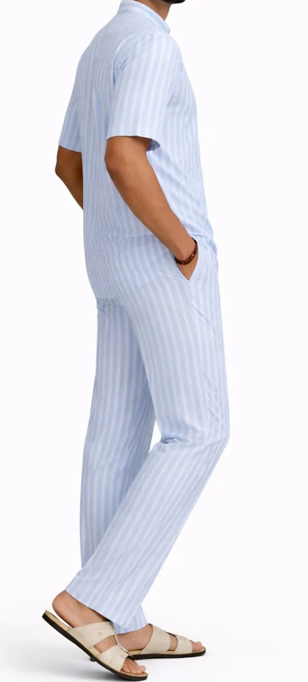 Men’s_Sky_Blue_Striped_Short_Kurta_–_Mandarin_Collar_Casual_Wear