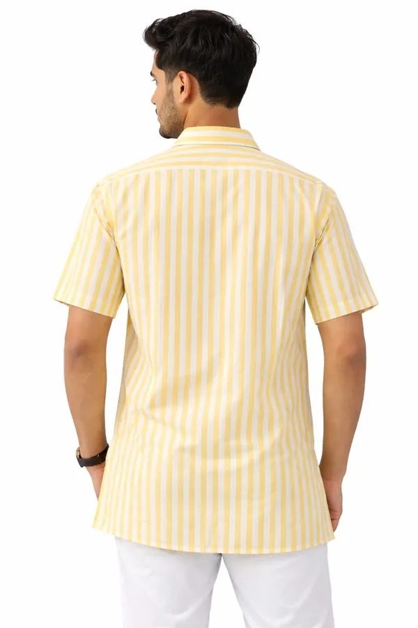 Men’s_Yellow_Striped_Short_Kurta_(Nylon_Fabric)