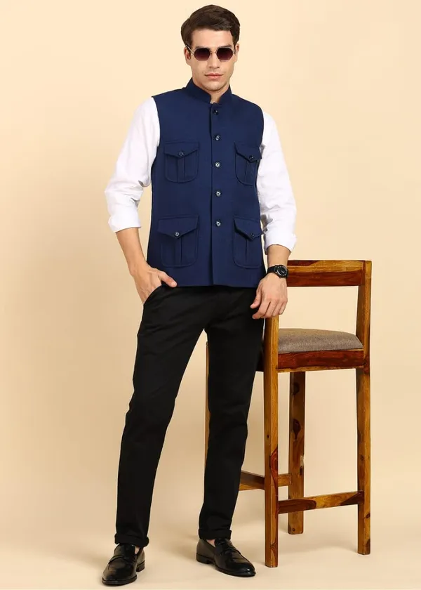 Blue_Stylish_Woolen_Waistcoat_With_Pockets_Button_Closure_Slim_Fit_Vest_For_Men