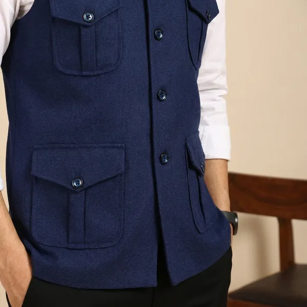 Blue_Stylish_Woolen_Waistcoat_With_Pockets_Button_Closure_Slim_Fit_Vest_For_Men