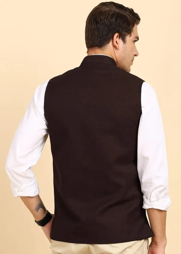 Dark_Brown_Stylish_Woolen_Waistcoat_With_Pockets_Button_Closure_Slim_Fit_Vest_For_Men